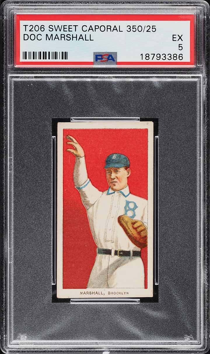 1909-11 T206 Doc Marshall Brooklyn, SWEET CAPORAL 350/25 PSA 5 EX (PWCC-A)