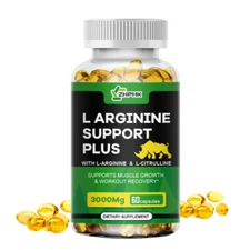 L-Arginine 60 Nitric Oxide, Testosterone Booster, EnergySupport Capsules 350--