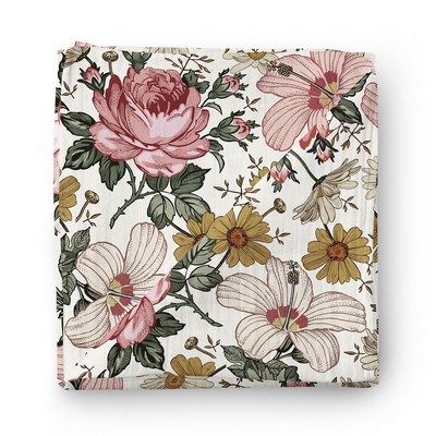 vintage floral muslin swaddle