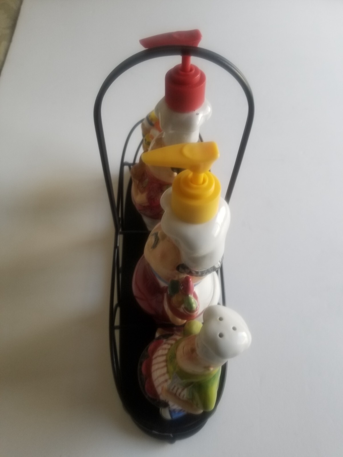Tracy Flickinger Condiment Set & Caddy Masters of the Grill BBQ Chefs
