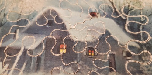 RARE Cottage In Snow Jigsaw Puzzle From Thompson Painting Thick Cut COMPLETE - Picture 3 of 8