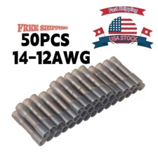 50PCS Heat Shrink Butt Wire Connectors Crimp Terminals  Black AWG 14-12 Gauge US