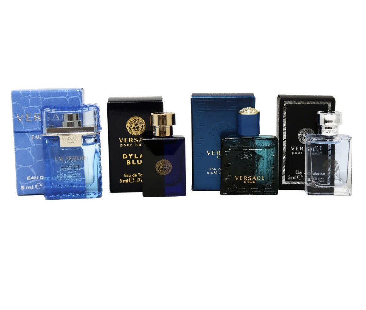Versace 4pc Mini Gift Set for Men Eau Fraiche, Dylan Blue