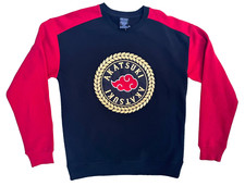 Naruto Shippuden Akatsuki Crest Color Block Crewneck Sweater Size Medium