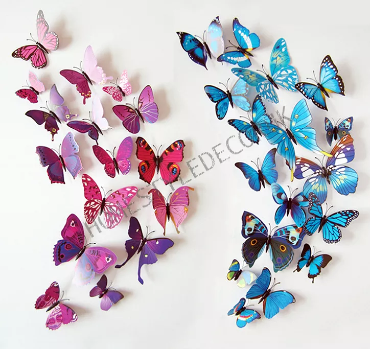 12Pcs 3D Butterfly Wall Stickers Decals Home Decoration Shop Wedding Craft  Art