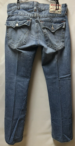 Pantalones de mezclilla True Religion para hombre Ricky lavado oscuro 34 x 32 ¡Usados en excelente estado! - Imagen 4 de 9