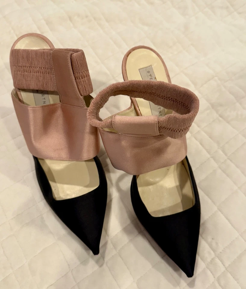 Saltos Stella McCartney pretos e pêssego nunca usados - Imagem 2 de 4