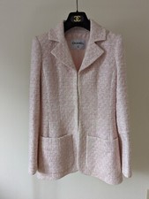 CHANEL Spring 2016 Runway Pink Fantasy Tweed Jacket With CC Logos FR36
