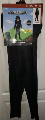 BOYS NEW WITHER SKELETON MINECRAFT HALLOWEEN COSTUME NEW NWT MEDIUM 8 2 PC PLAY