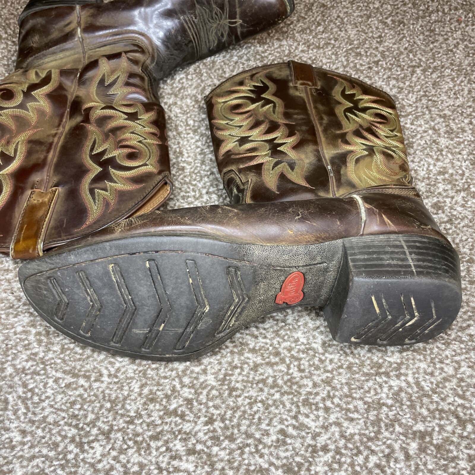 Justin Stampede Western Cowboy Boots Leather Apache Style 2551 Mens 12