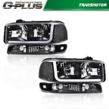 Led Drl Blackclear Headlightsbumper Lamps Fit For 99-07 Gmc Sierra 1500 2500