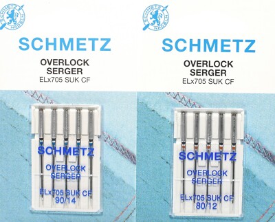 10 Schmetz Nadeln für Overlock Serger ELx705 SUK CF NM 5x80+5x90 Jersey