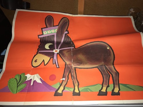 vintage 1970 pin the tail on the donkey game childrens party