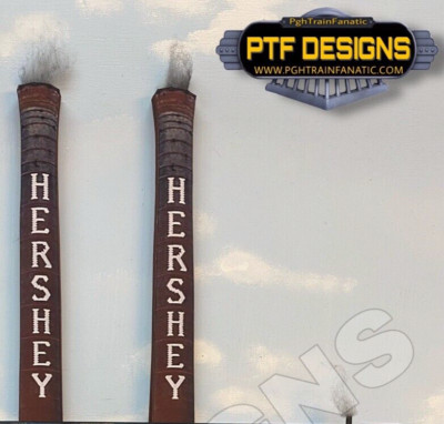 O Scale ''Hershey Smoke Stacks ONLY'' Building Not included - Flat/ front