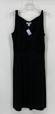 Ann Taylor Preowned Womens Dress Black Sleeveless Ruched V-Neck Front Size 10