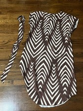 SHEIN Chevron Geometric Maxi Dress L Navy Cream Sleeve Boho