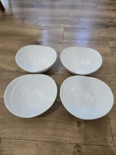 SIDES By Over And Back Porcelain Set of 4 Oval Serving Bowls White