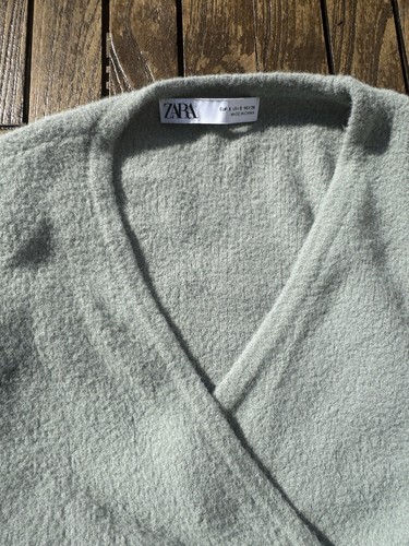 ZARA Knit Wrap Soft Cardigan In Khaki Size Small 💚 Excellent Condition! - Picture 5 of 10