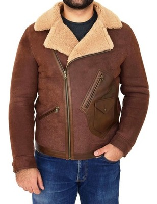 Men's Flight Jacket US NAVY B4 Pilot RAF Aviator Real Shearling Sheepskin Bomber
