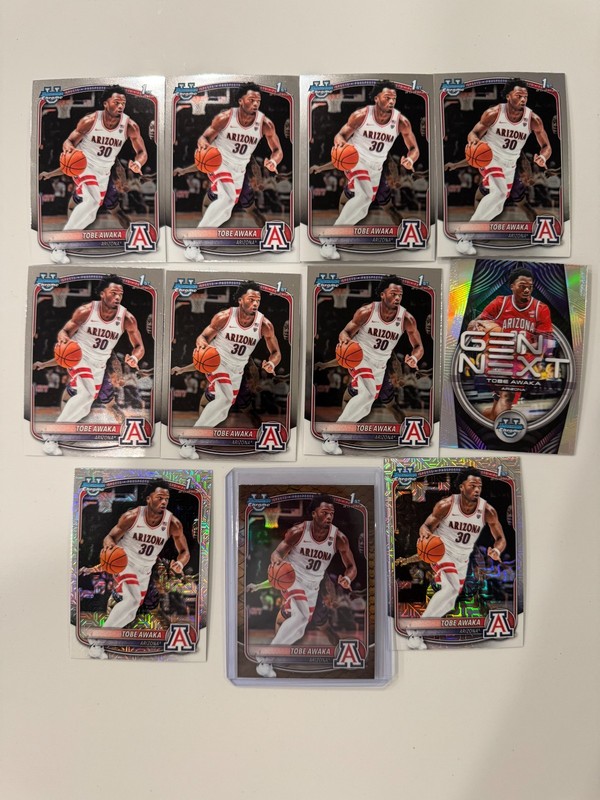 2025-26 Bowman Chrome 1st Tobe Awaka 11 Card Lot BCP-79 Refractors Included