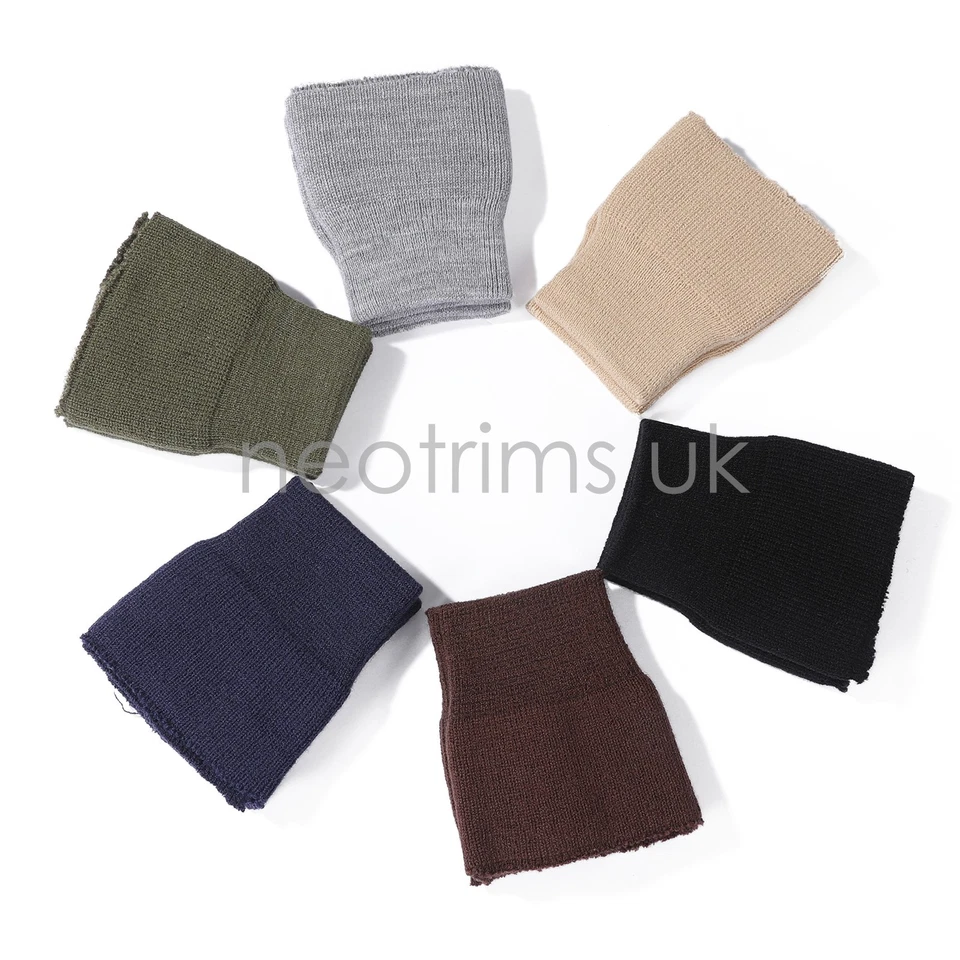 Rib Knit Cuff Pair Tubular Cuffing Bomber Jacket Sleeve Replacement Wool Acrylic - Image 2 of 4