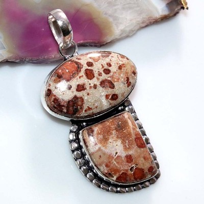 925 Silver Plated Asteroid Jasper Pendant 2.3'' Mother's Day Gift Trendy GW