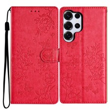 For Samsung Galaxy S26 S25 Ultra S24 S23 Embossed Magnetic Flip PU Leather Case