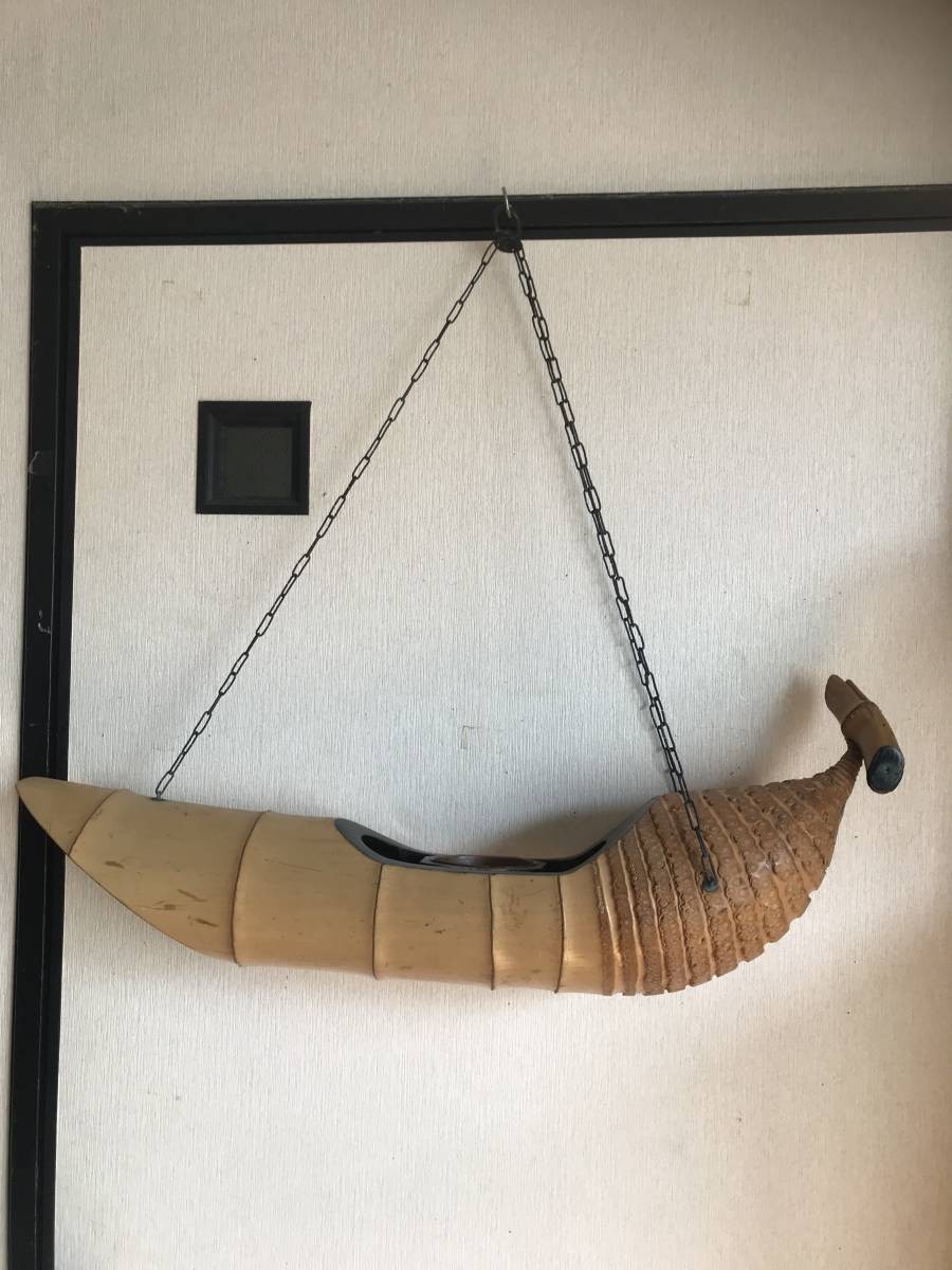 Vintage Bamboo Ikebana Vase, Hanging Flower Container, Retro Showa Style