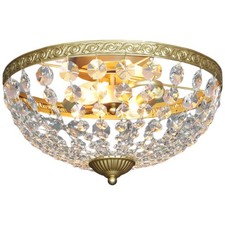 HOMCOM Chandelier Crystal Ceiling Light with E14 Base 2-Lights, Gold