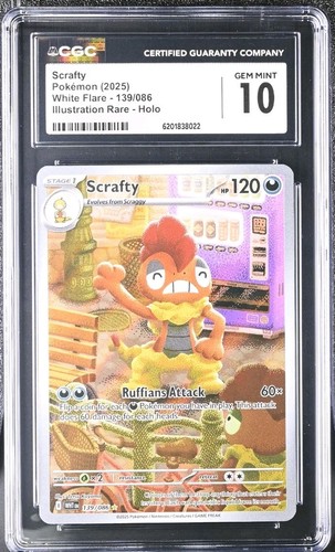 Scrafty 139/086 Illustration Rare IR Holo Pokemon White Flare CGC 10 GEM MINT
