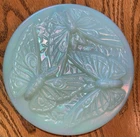 Rare Vintage Fenton Green Opalescent Glass Butterfly Covered Dish