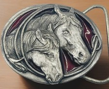1986 Siskiyou Horse Head Belt Buckle Pewter Western Equestrian USA