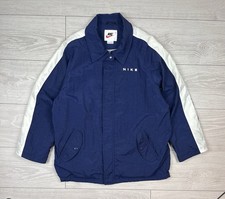 Nike Vintage 90s Big Swoosh Nylon Blue Jacket Mens L Size