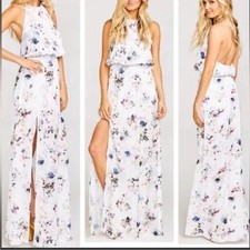 NWT Show Me Your Mumu Bouquet Beauty White Floral Heather Halter Dress Small