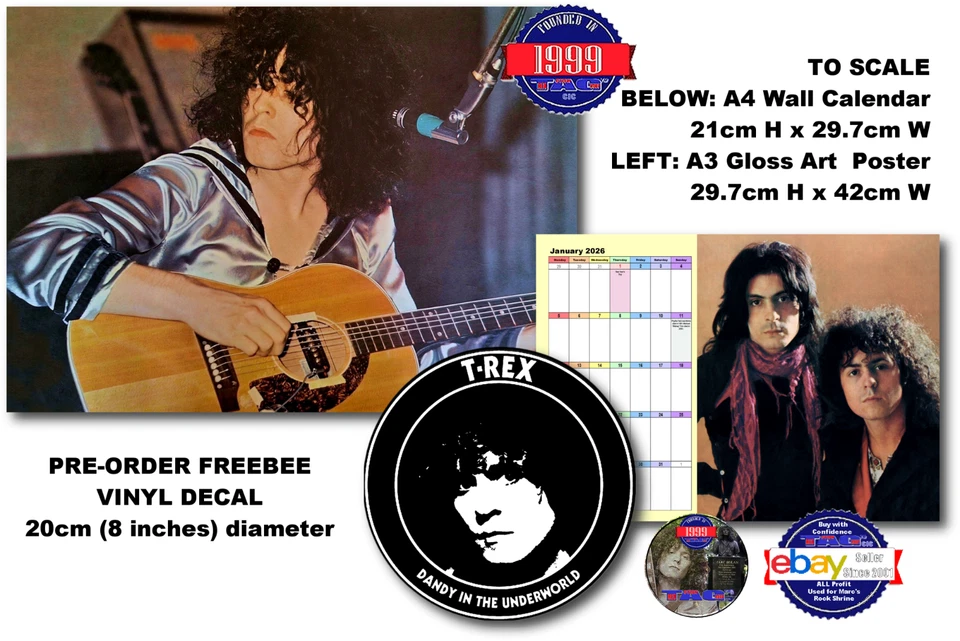 T.REX 14-PAGE 2026 WALL CALENDAR & A3 POSTER - A MARC BOLAN SHRINE FUNDRAISER - Image 2 of 4
