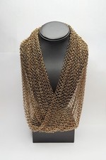 MESH CHAIN SCARF NECKLACE Heavy Metal Gold Tone Glam Chainmail Mesh Jewellery