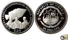 elf Liberia 20 D 2000 Apollo VII srebrny proof