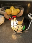 Vintage Mini Hen/Chicken Tiffany Style Stained Glass Lamp