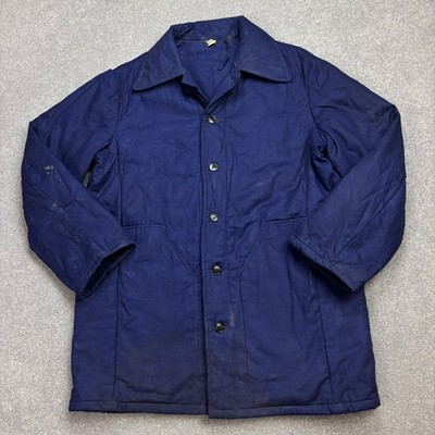 Französische Jacke Erwachsene klein blau Vintage Utility Canvas Arbeitskleidu...