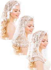 3 Pcs Mantilla Catholic Veil Church Chapel Lace Christian Veils Head Covering