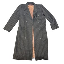 Peabody House Womens Pinstripe Wool Blend Long Blazer Coat Size 11 12