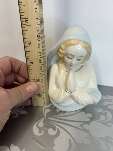 Mid Century Virgin Mary Head vase/planter. Glazed Ceramic Beautiful Piece! - 第 12/13 張圖片