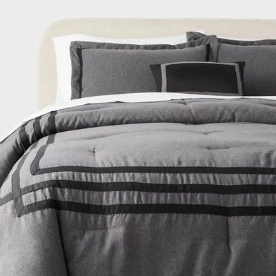 8pc King Applique Border Comforter and Sheet Set Gray - Threshold