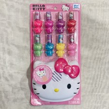 Hello Kitty 8-Pack Non-Toxic Peel-Off Nail Polish Set with Fun Nail Dryer - New