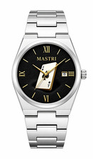 MASTRI-CASA DA GIOCO UNISEX Watch Silver Bracelet Black Textured Dial Date 38mm