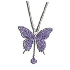 Bling Butterfly Diamond Car Accessories for Women, Crystal Car Rear View Purple