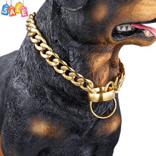 Gold Dog Collar Solid Stainless Steel Dog Choke Big Dog  Walking Chain Outdoor