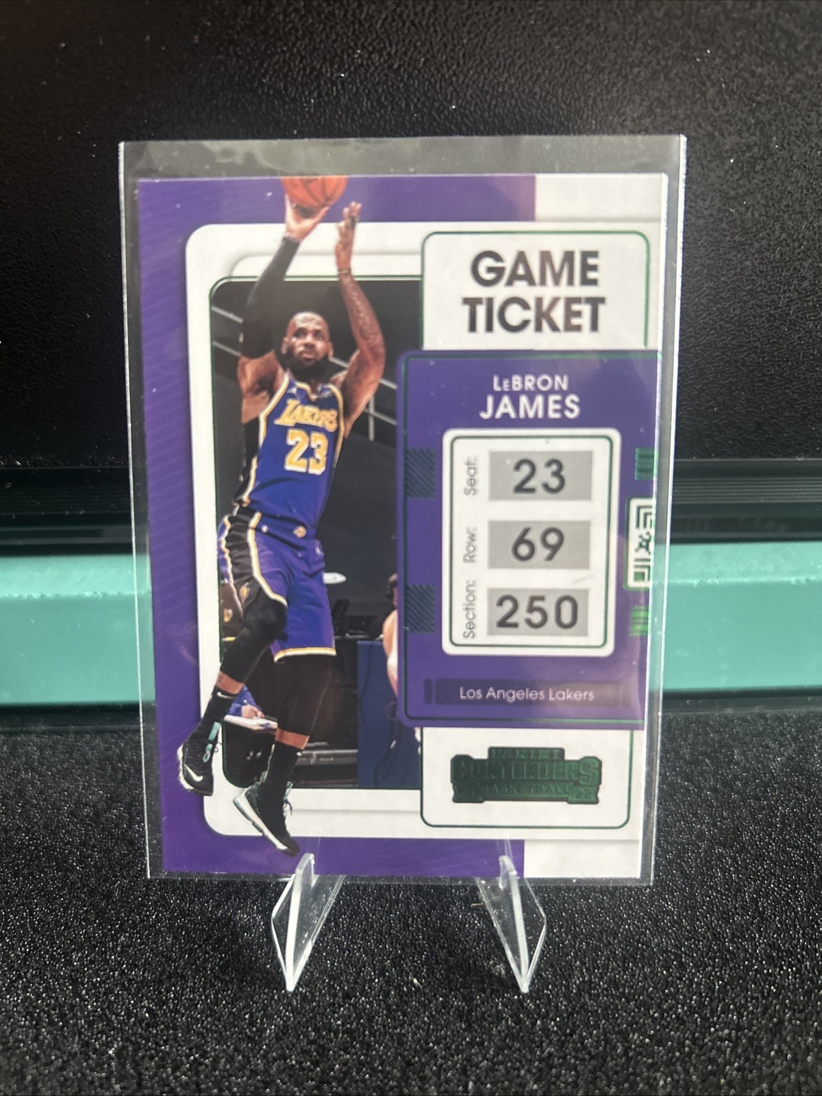 2021-22 Panini Contenders #62 LeBron James Game Ticket Green Los Angeles Lakers