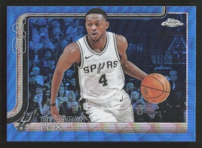 2025-26 Topps Chrome De'Aaron Fox Blue Wave Refractor #/150 #233 Card