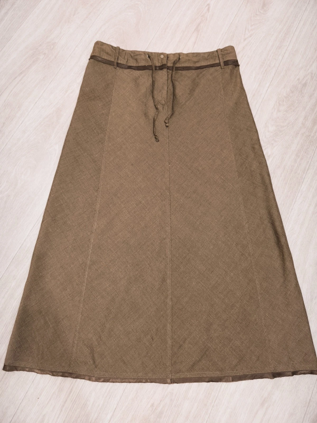 Trusardi jeans Linen viscose midi maxi long skirt brown, walnut color size 48